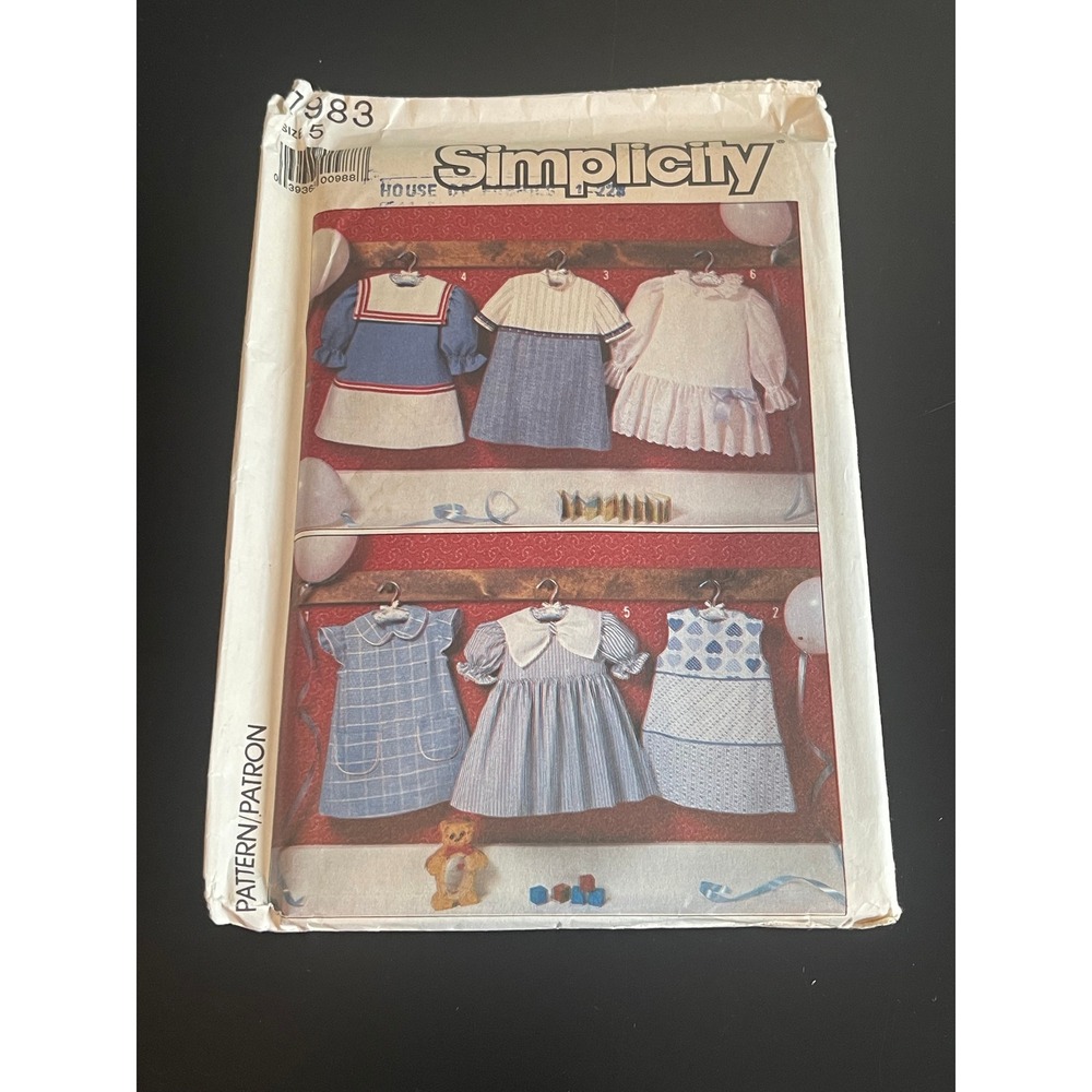 00622 - 1987 - Simplicity 7983 Child Dress Size 5 Sewing Pattern UNCUT Vintage